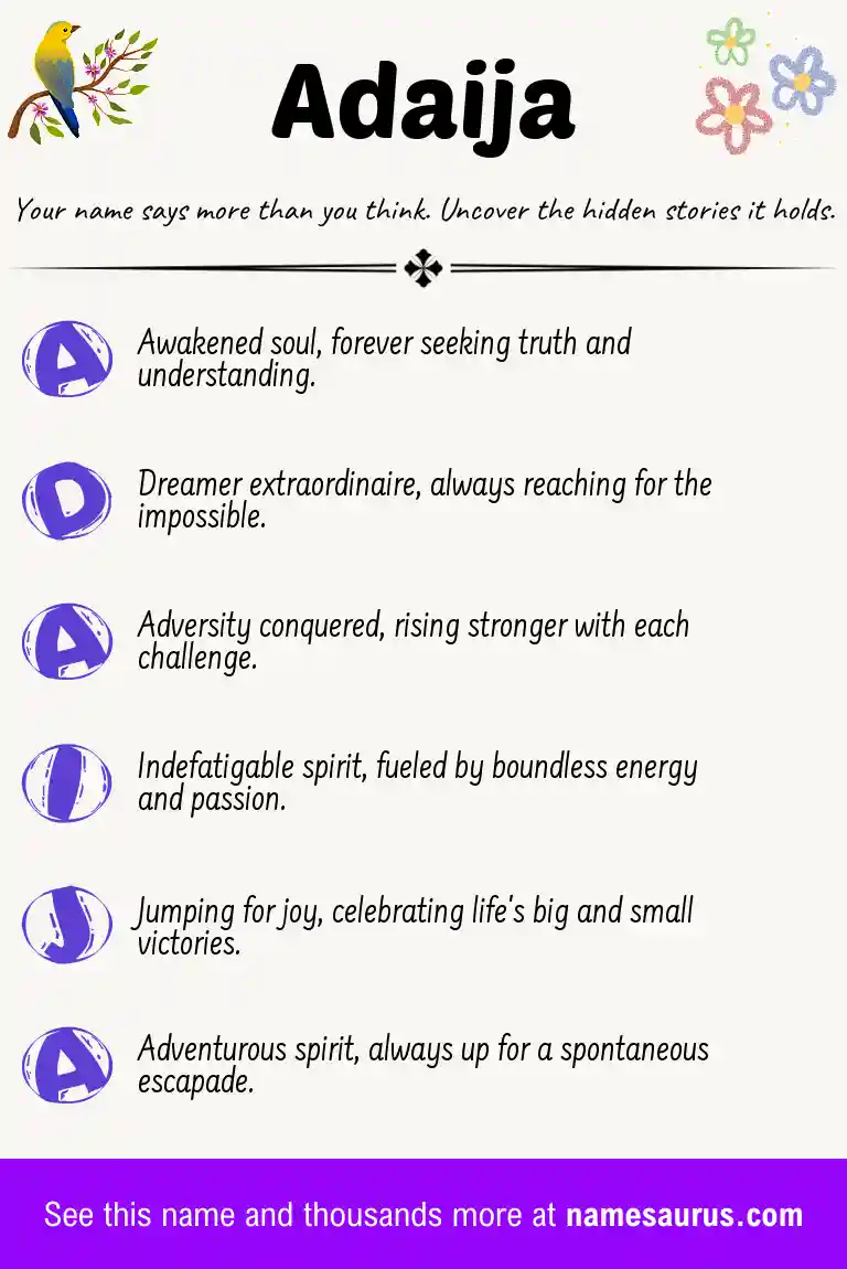 Acrostic poem about Adaija.