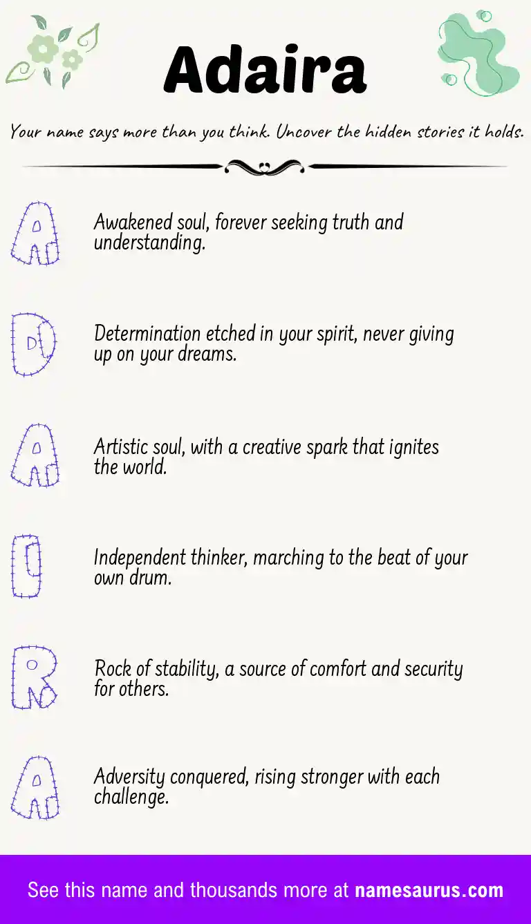Acrostic poem about Adaira.