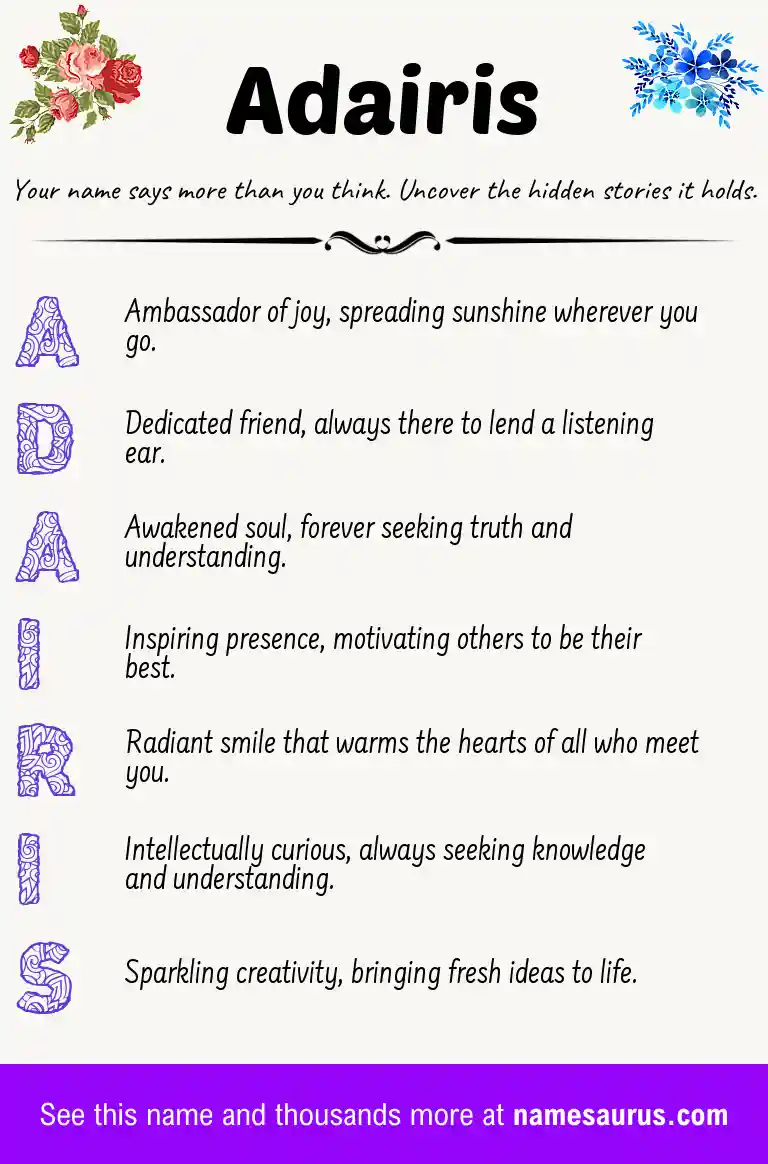 Acrostic poem about Adairis.