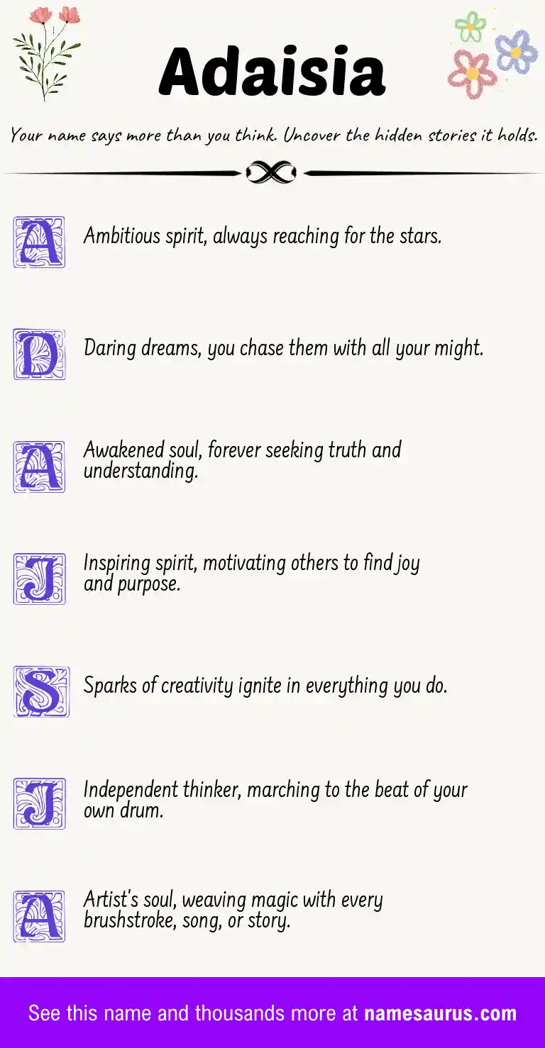 Acrostic poem about Adaisia.
