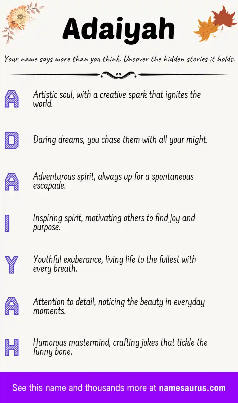 Acrostic poem about Adaiyah.