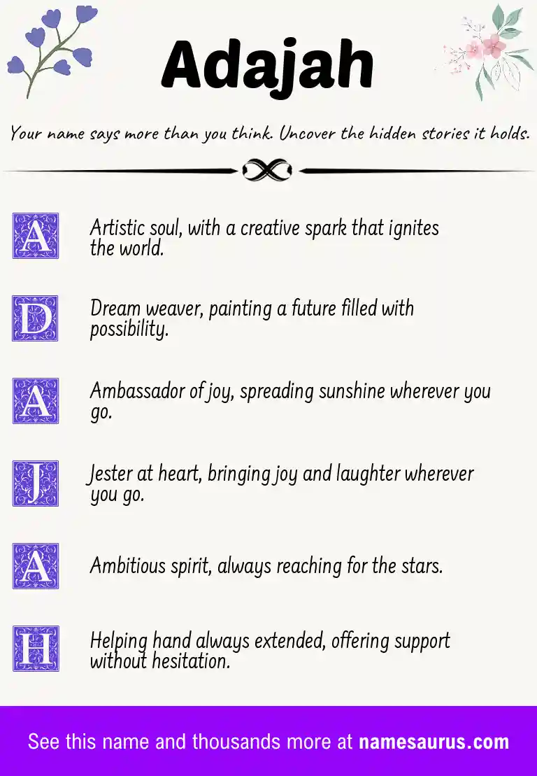 Acrostic poem about Adajah.