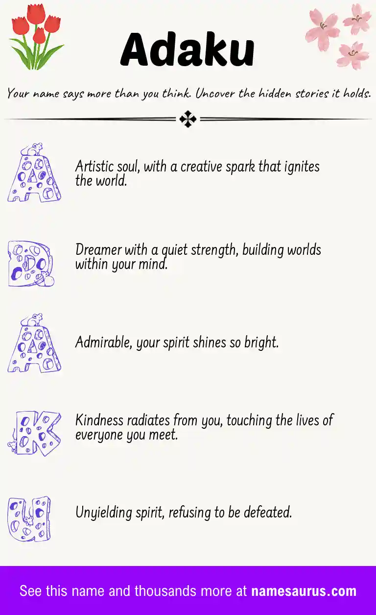 Acrostic poem about Adaku.