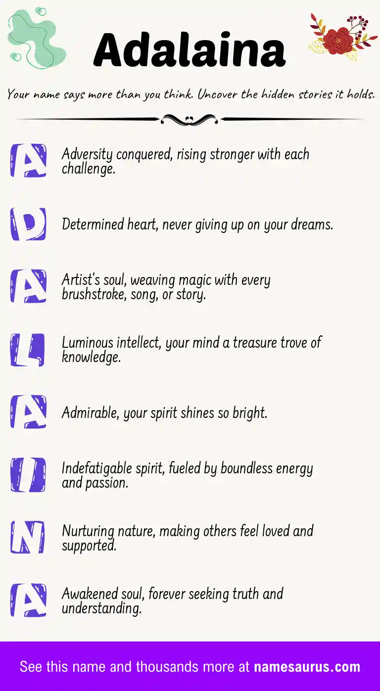 Acrostic poem about Adalaina.