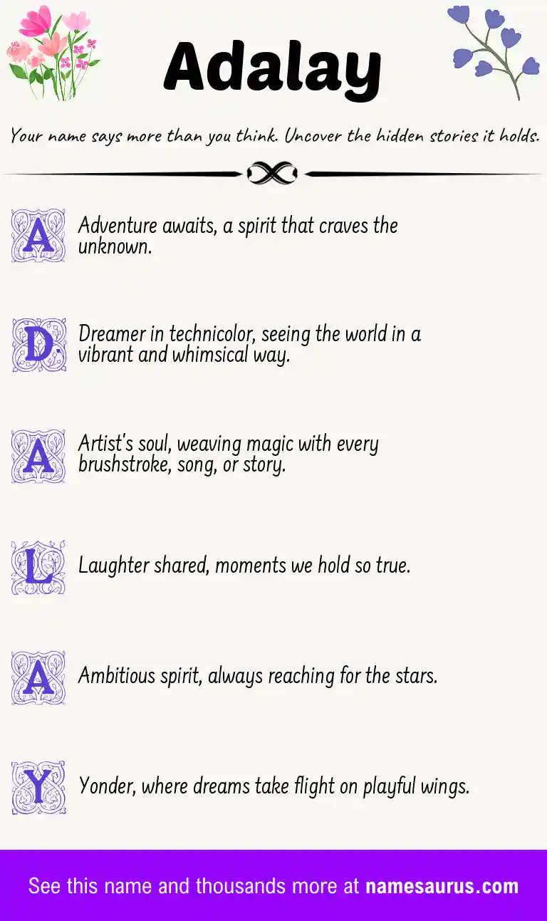 Acrostic poem about Adalay.