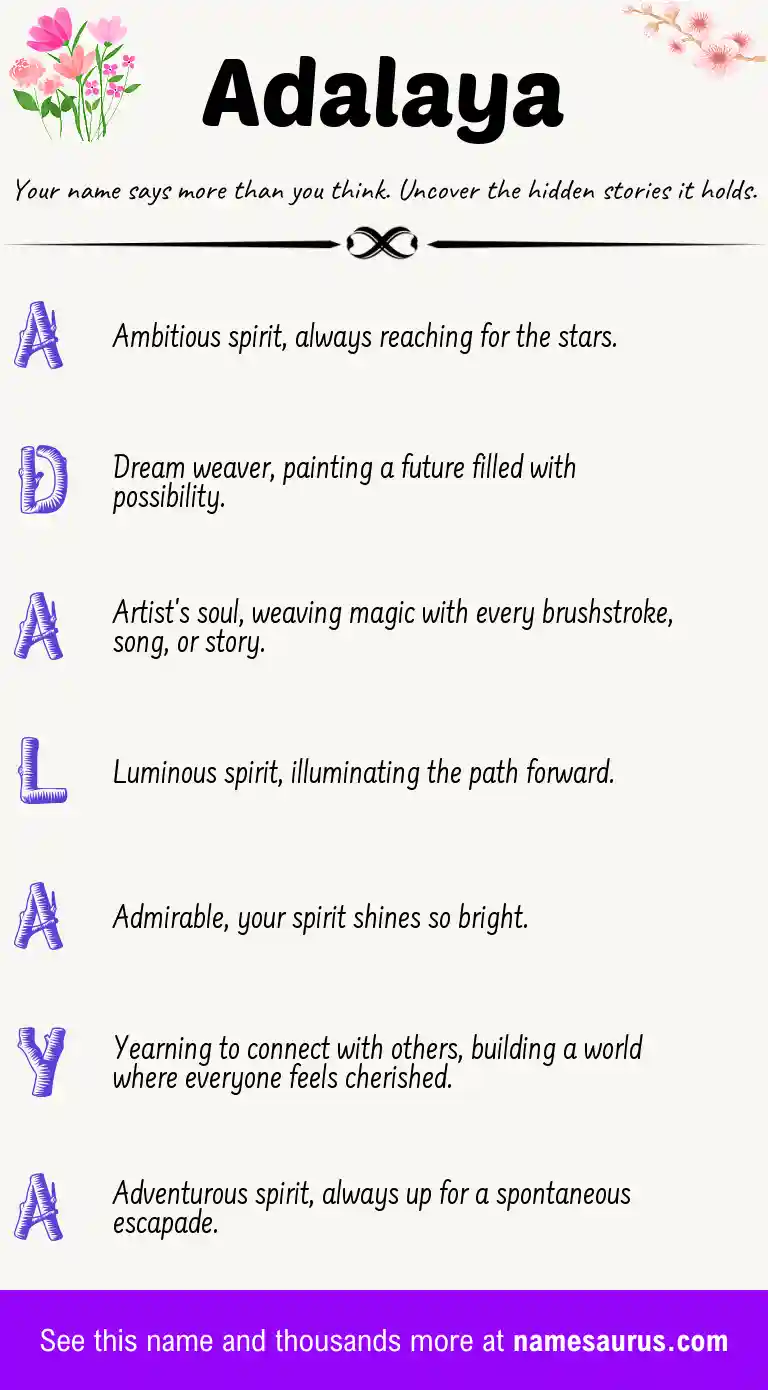 Acrostic poem about Adalaya.