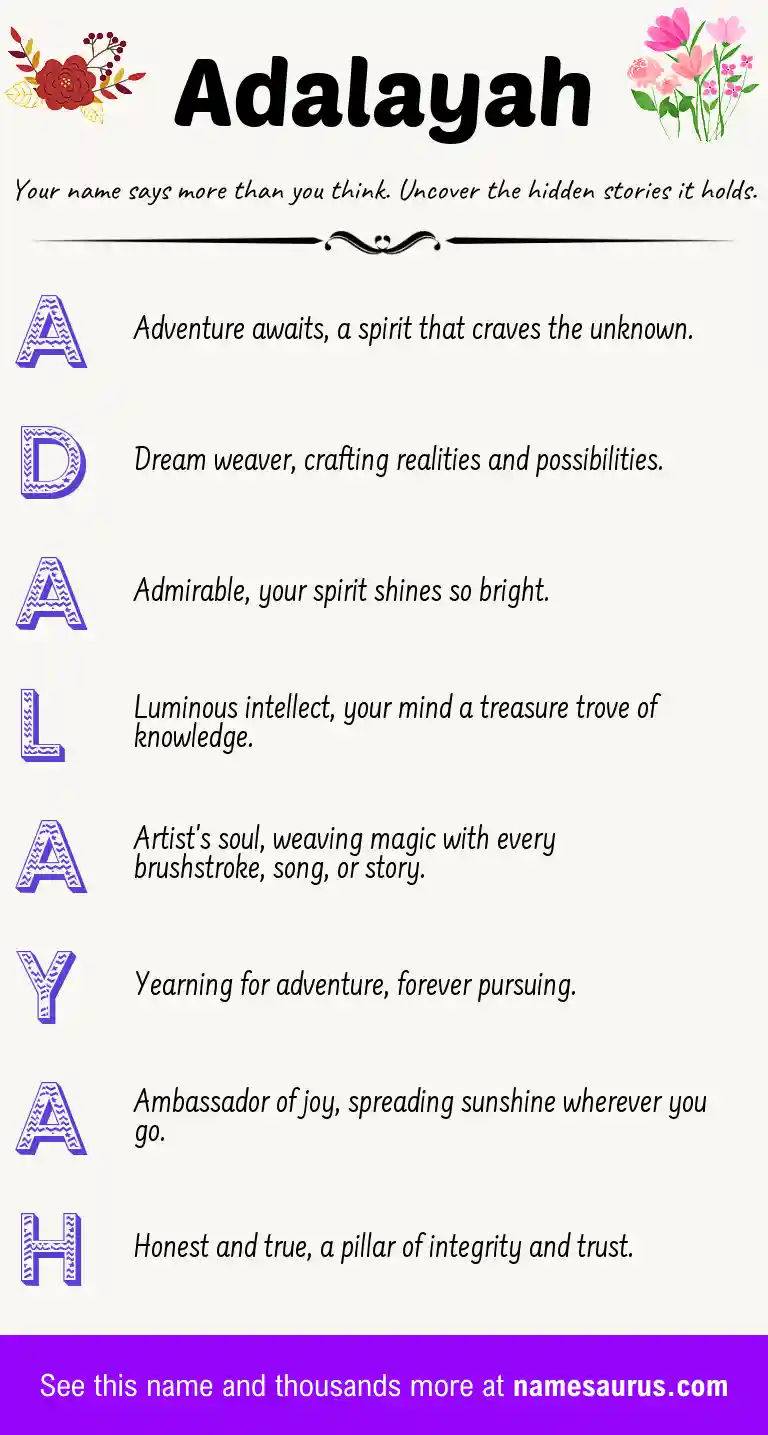 Acrostic poem about Adalayah.