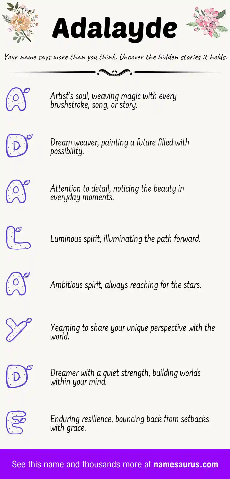 Acrostic poem about Adalayde.