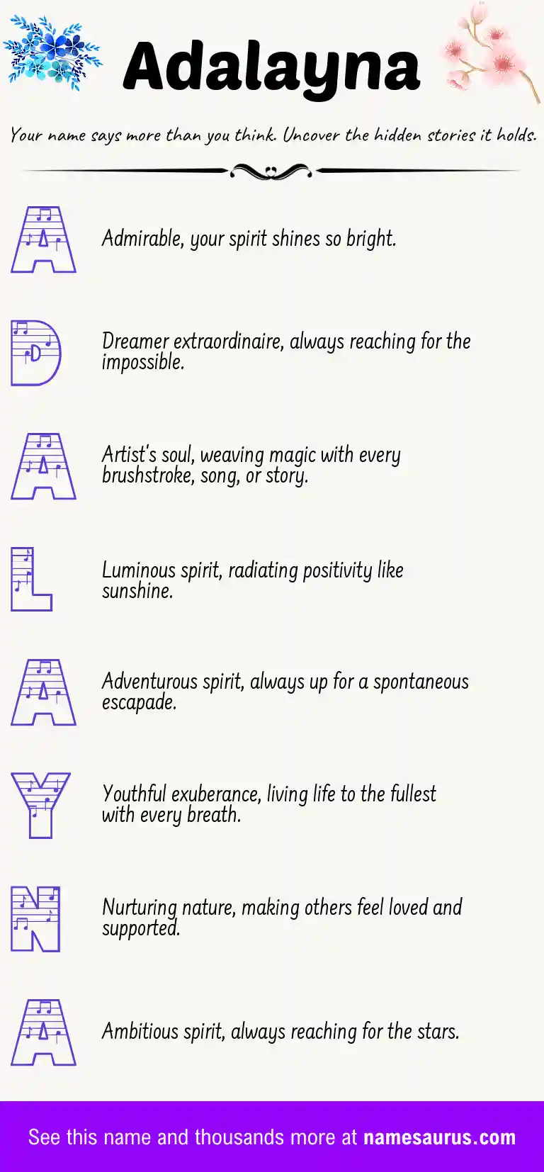 Acrostic poem about Adalayna.