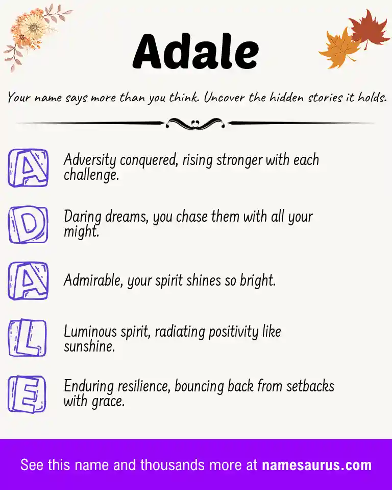 Acrostic poem about Adale.