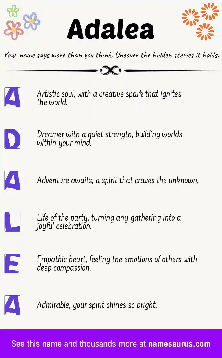 Acrostic poem about Adalea.