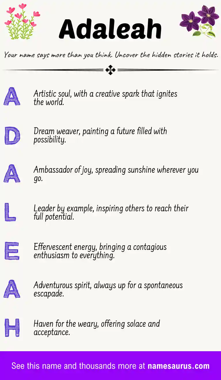 Acrostic poem about Adaleah.
