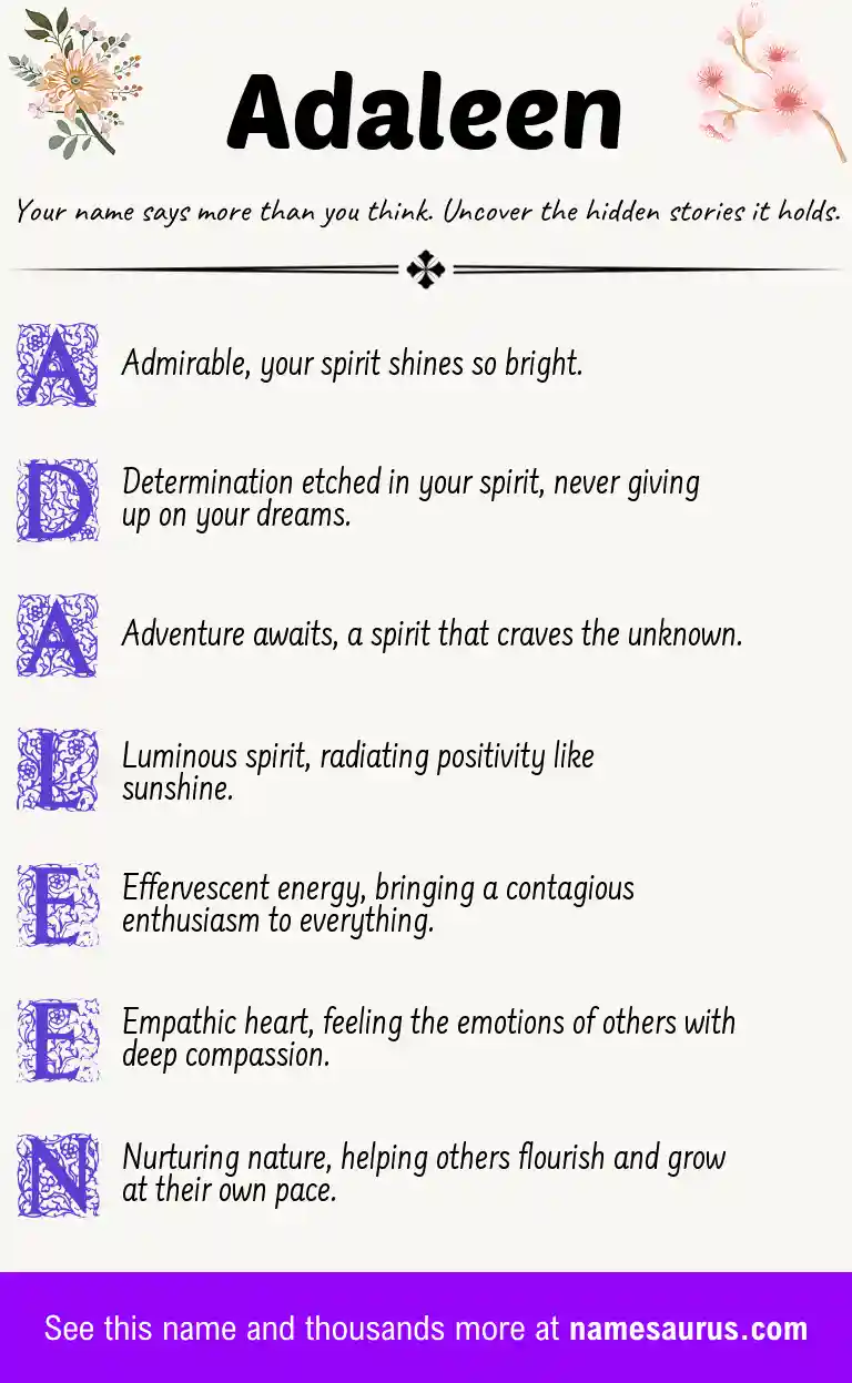 Acrostic poem about Adaleen.