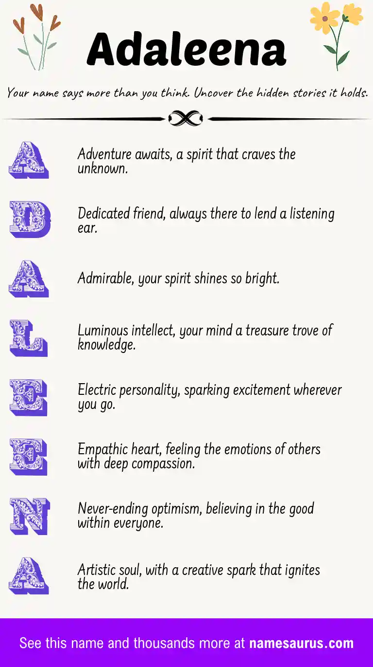 Acrostic poem about Adaleena.