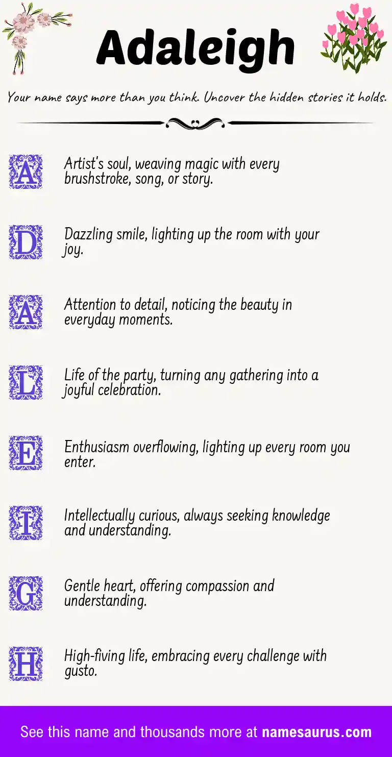 Acrostic poem about Adaleigh.