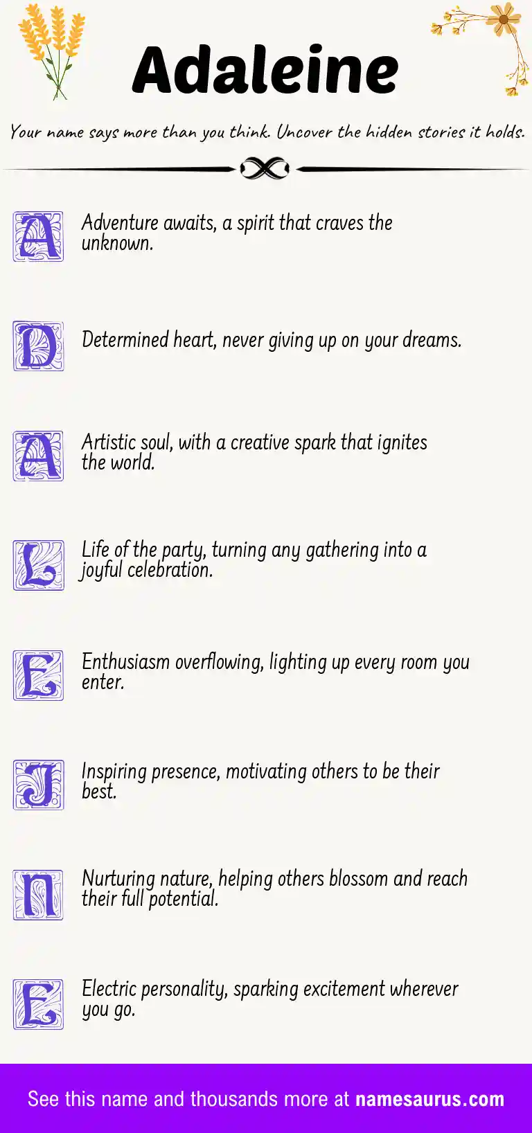 Acrostic poem about Adaleine.