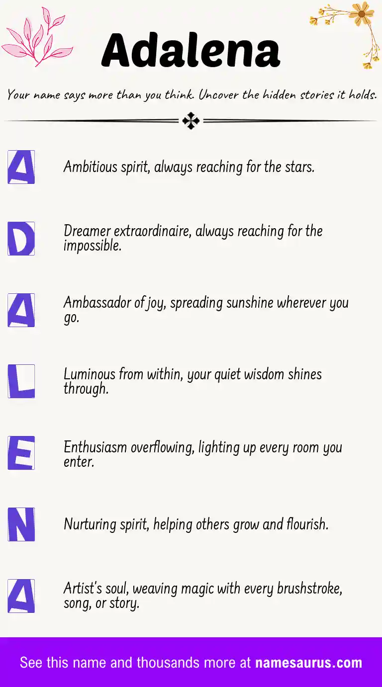 Acrostic poem about Adalena.