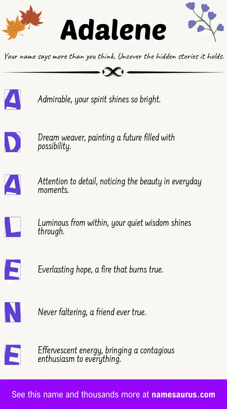 Acrostic poem about Adalene.