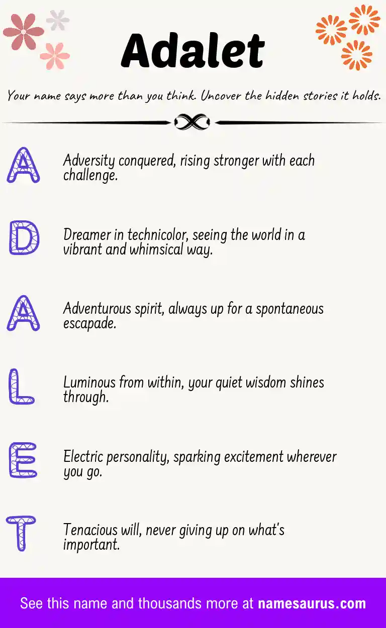 Acrostic poem about Adalet.