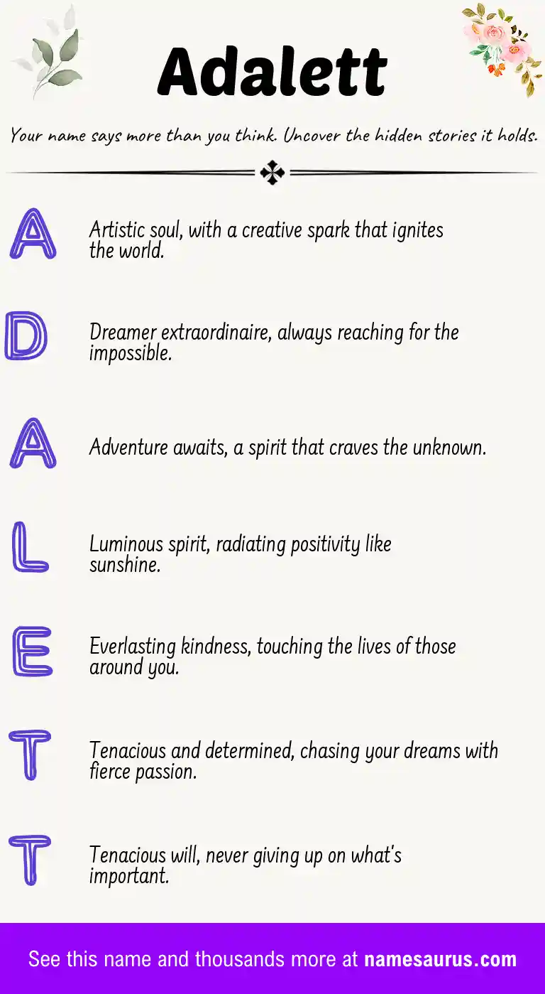 Acrostic poem about Adalett.
