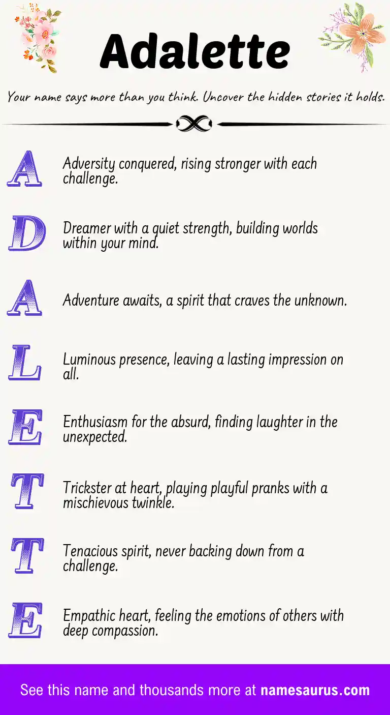 Acrostic poem about Adalette.