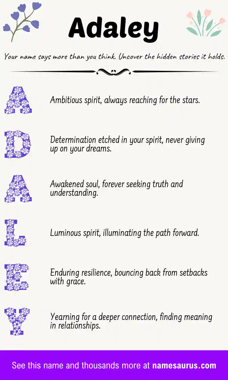 Acrostic poem about Adaley.