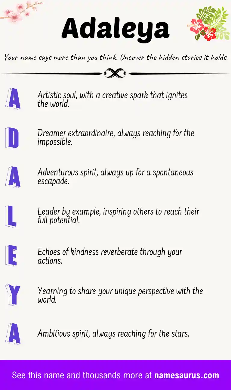 Acrostic poem about Adaleya.