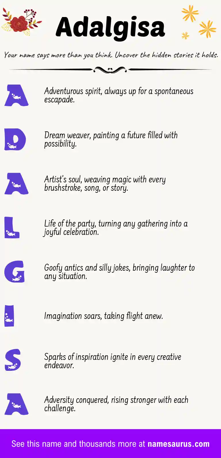 Acrostic poem about Adalgisa.
