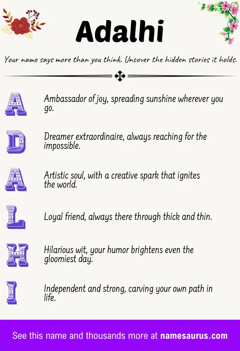 Acrostic poem about Adalhi.