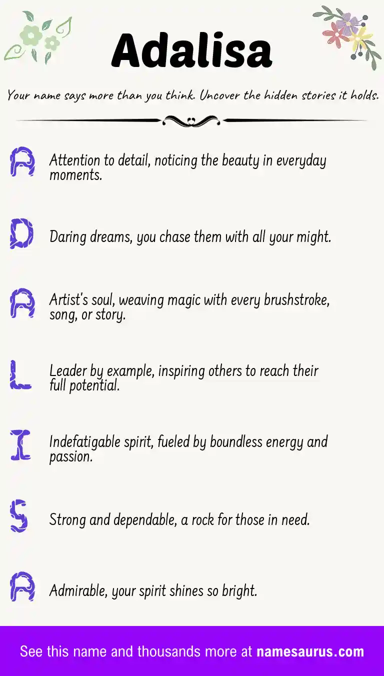 Acrostic poem about Adalisa.