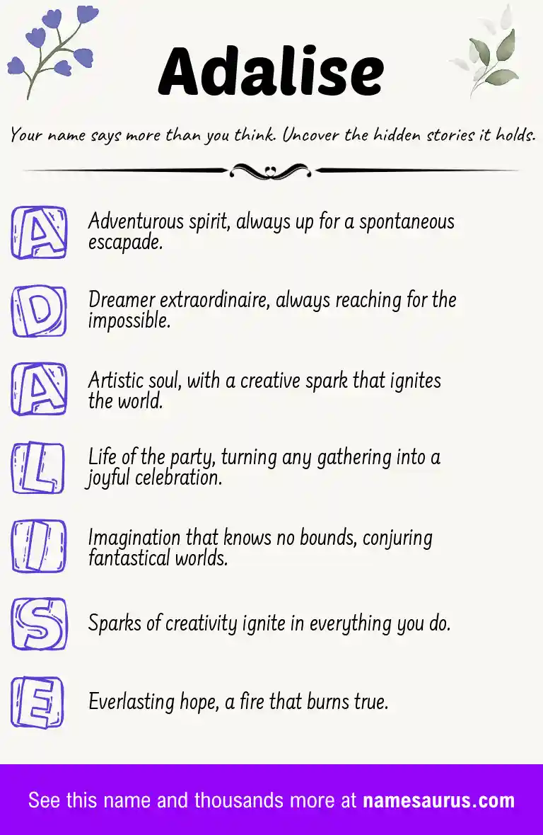 Acrostic poem about Adalise.