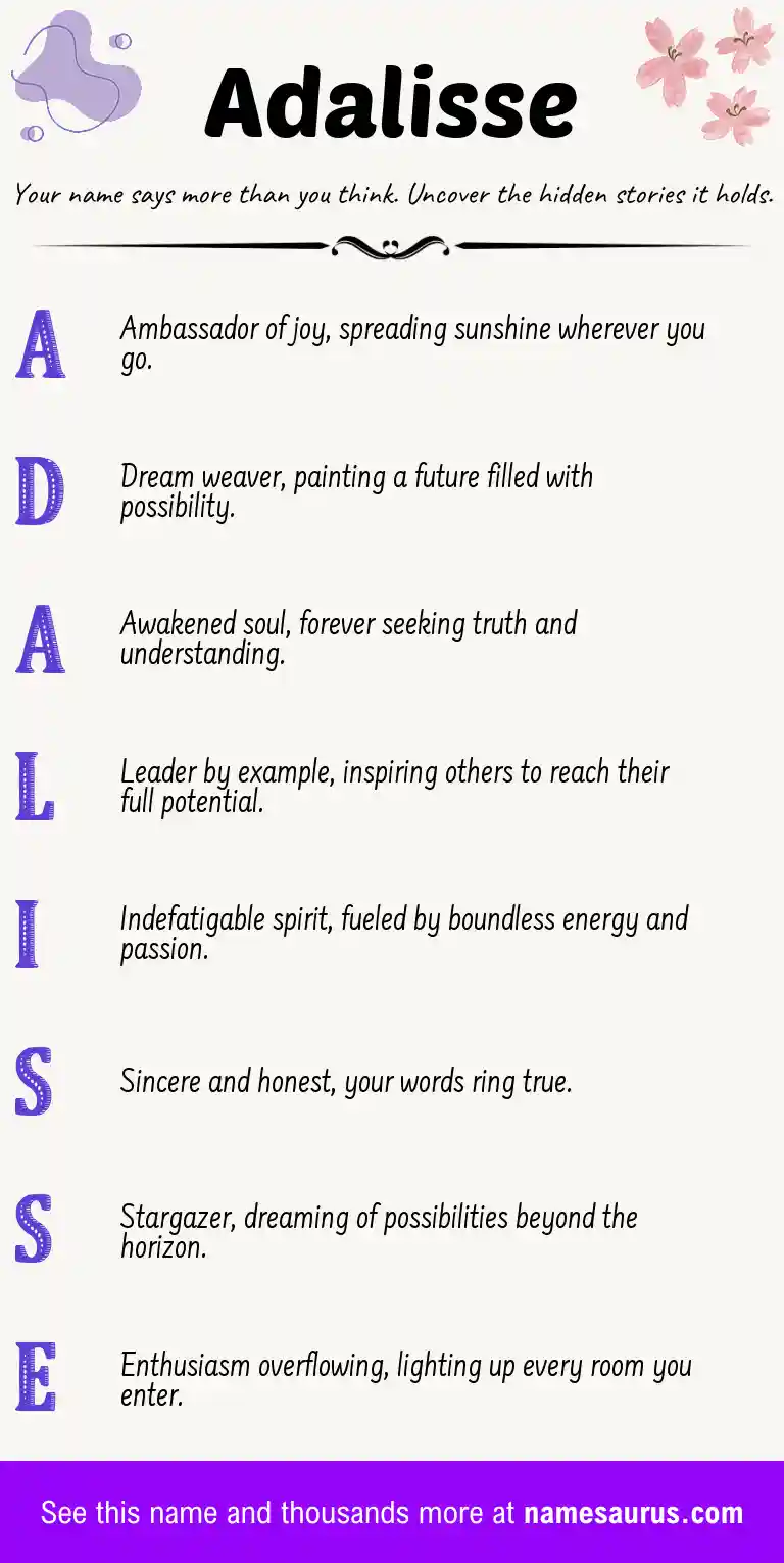 Acrostic poem about Adalisse.