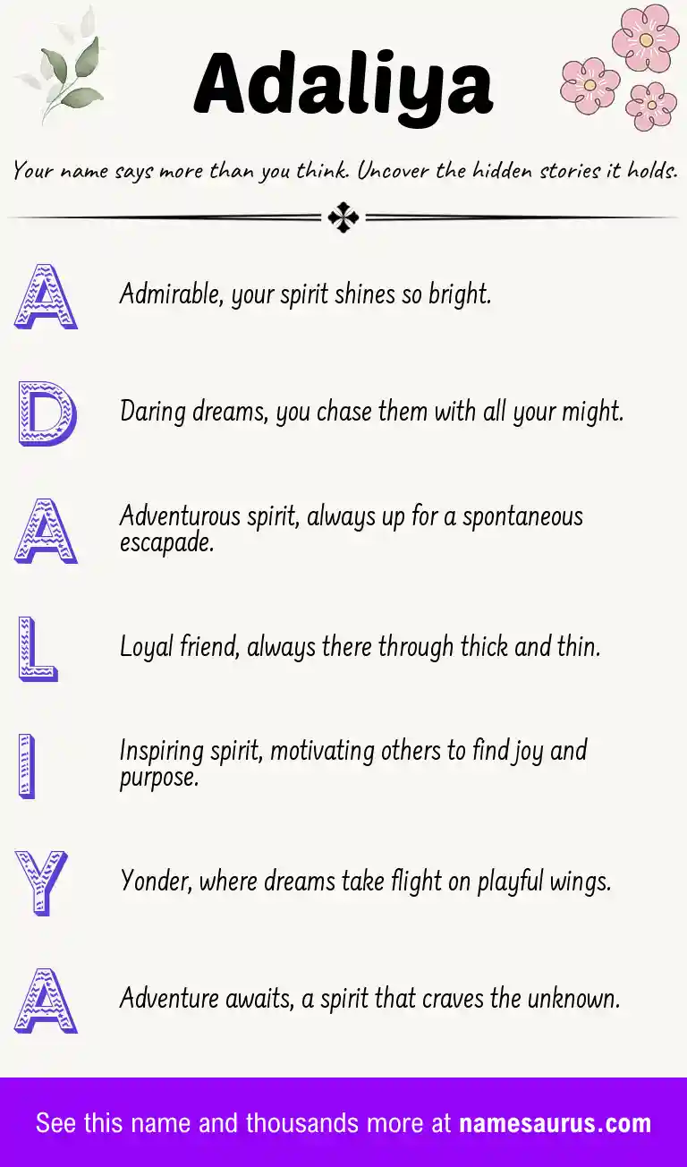 Acrostic poem about Adaliya.