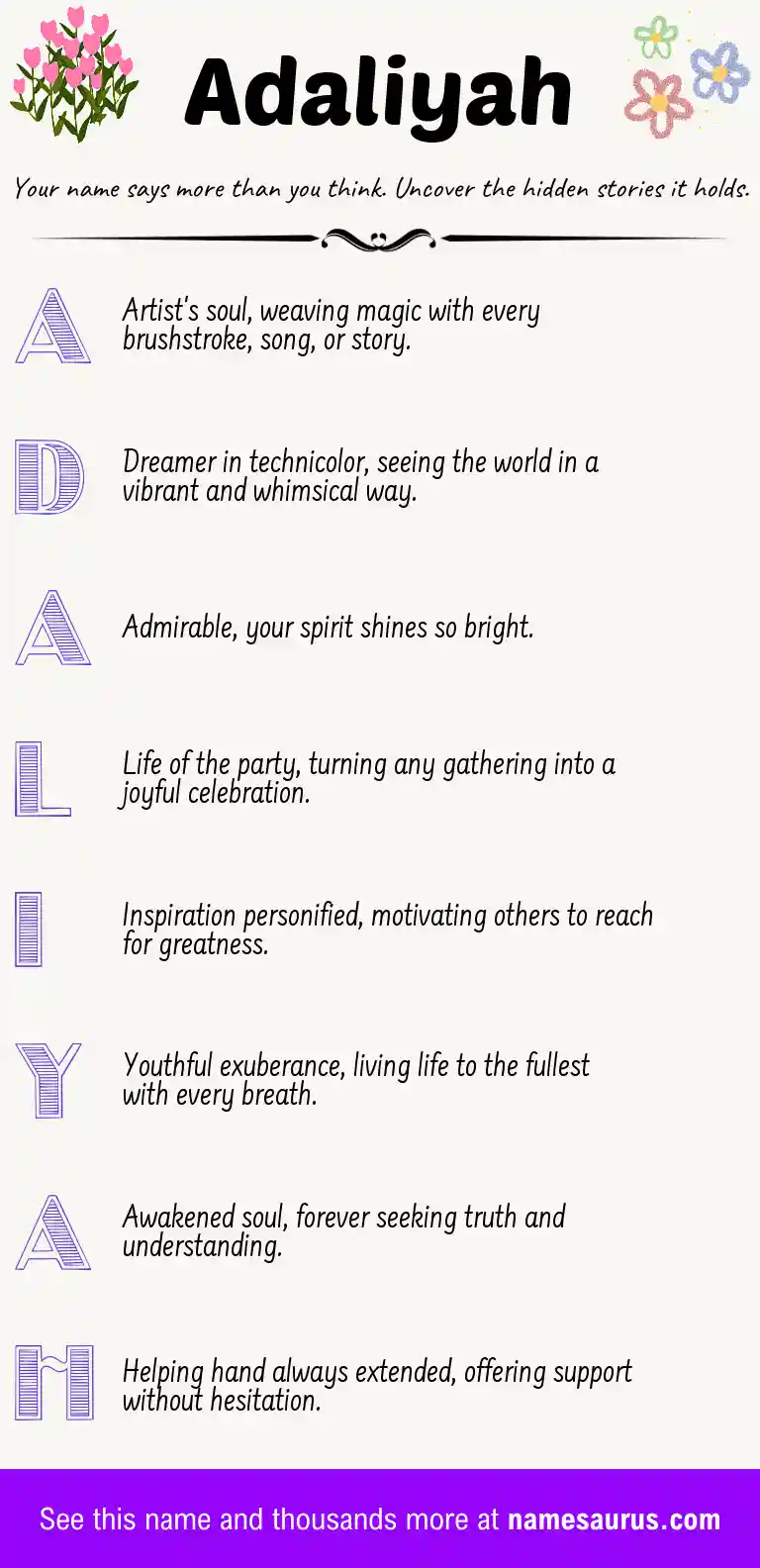 Acrostic poem about Adaliyah.
