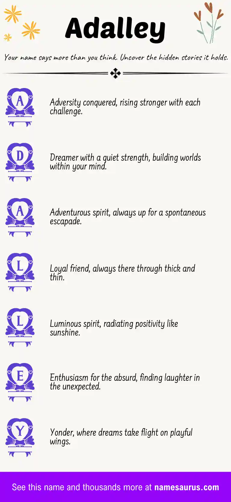 Acrostic poem about Adalley.