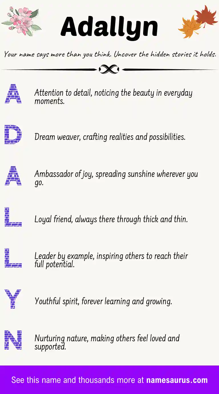 Acrostic poem about Adallyn.