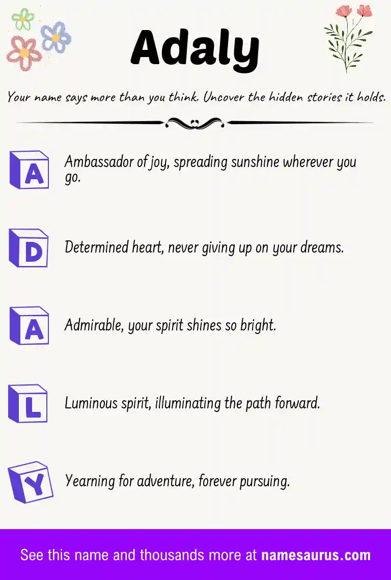 Acrostic poem about Adaly.