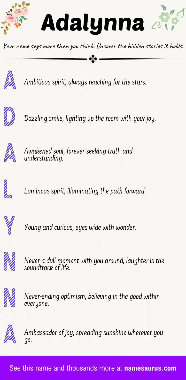 Acrostic poem about Adalynna.