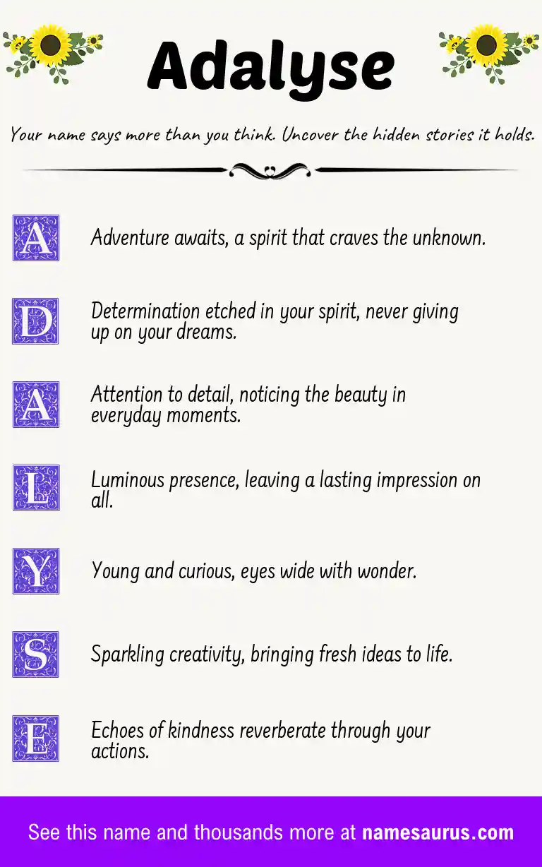 Acrostic poem about Adalyse.