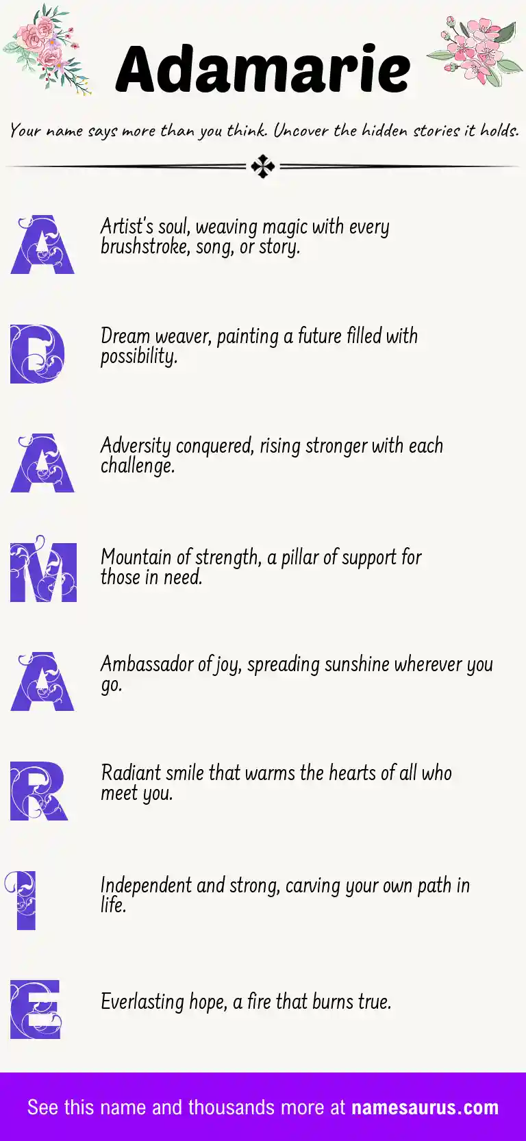 Acrostic poem about Adamarie.