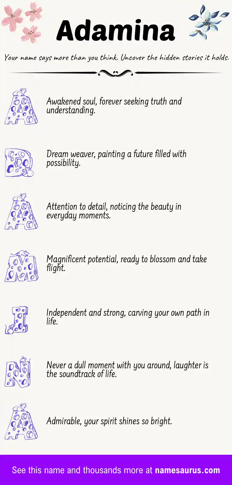 Acrostic poem about Adamina.