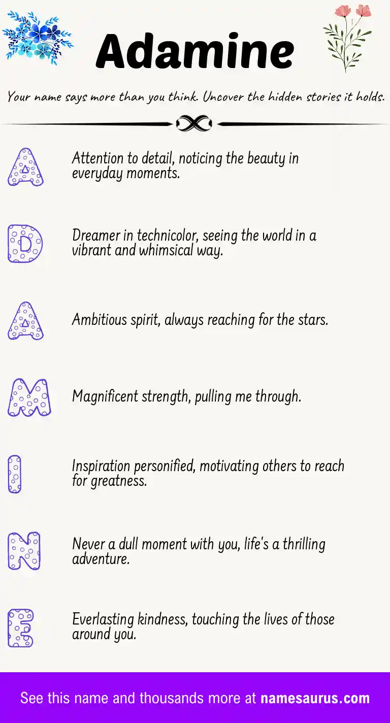 Acrostic poem about Adamine.