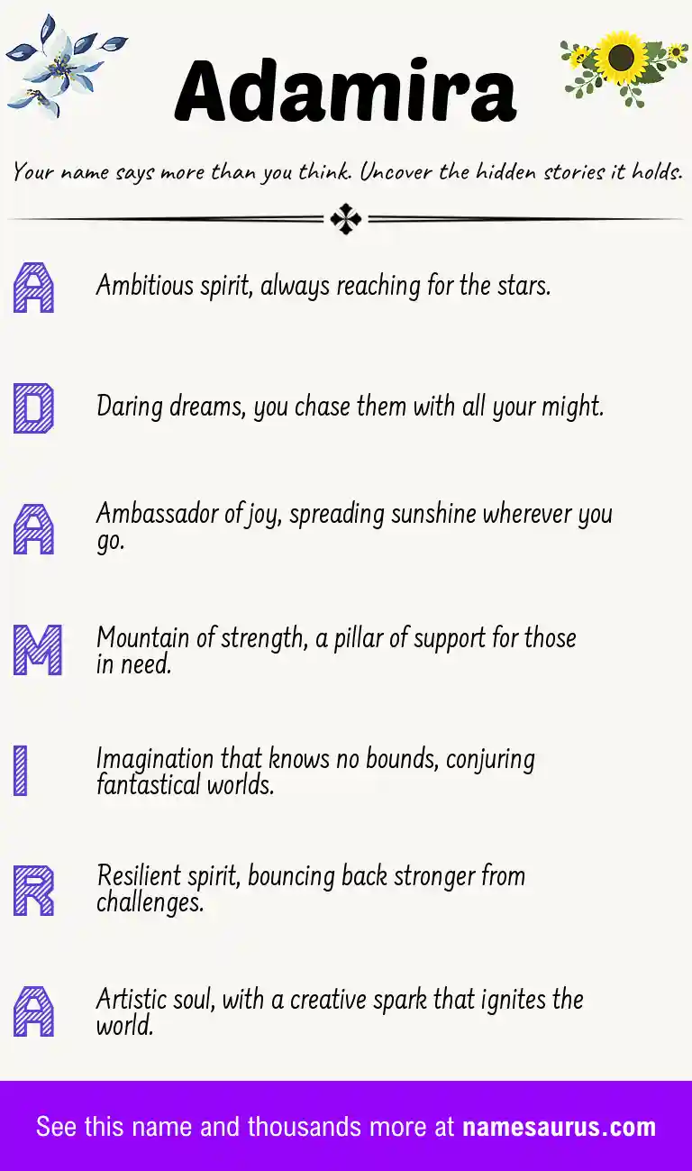 Acrostic poem about Adamira.