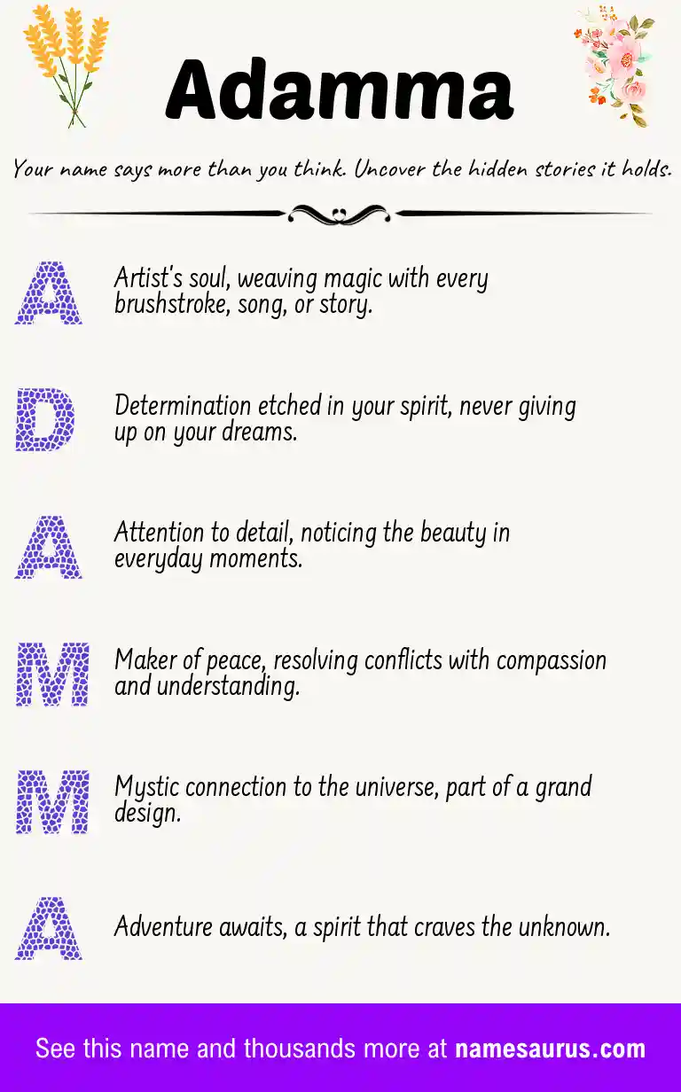 Acrostic poem about Adamma.