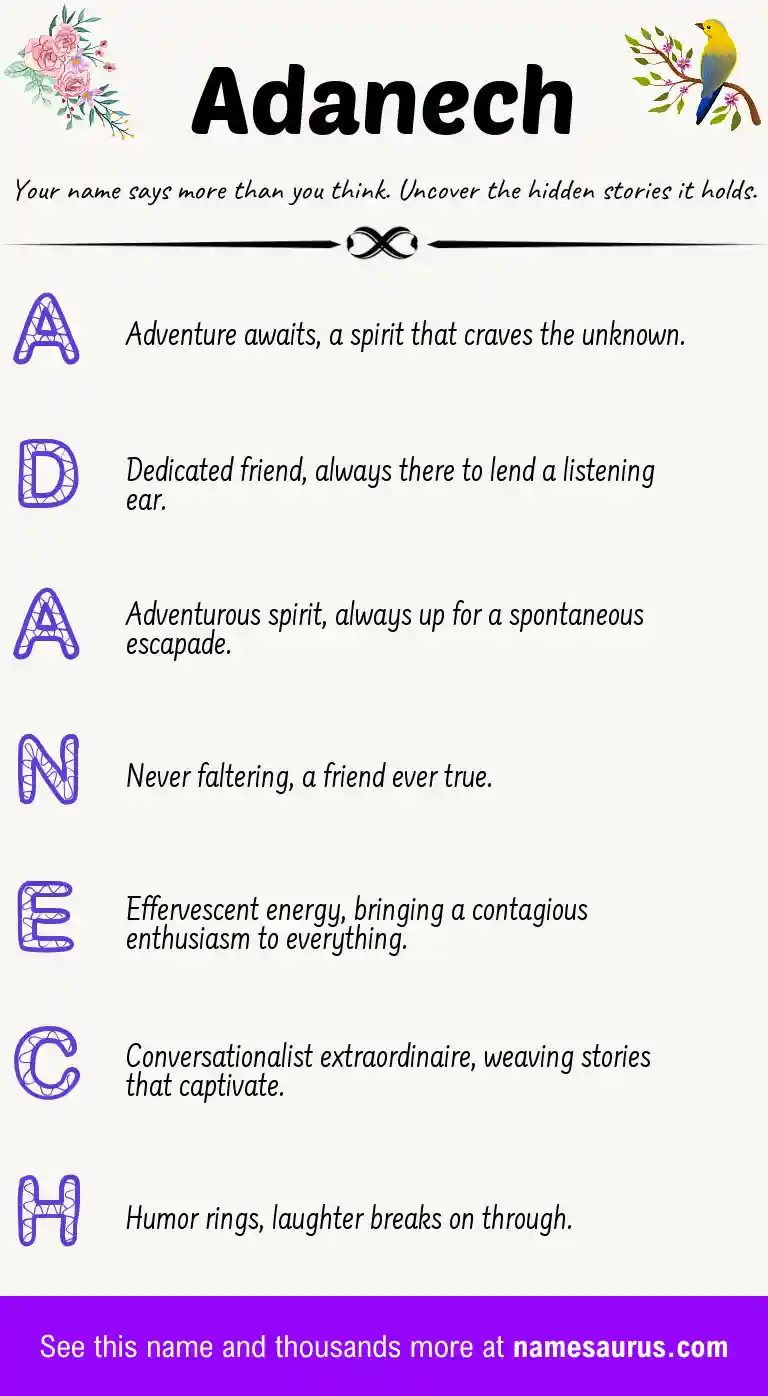 Acrostic poem about Adanech.