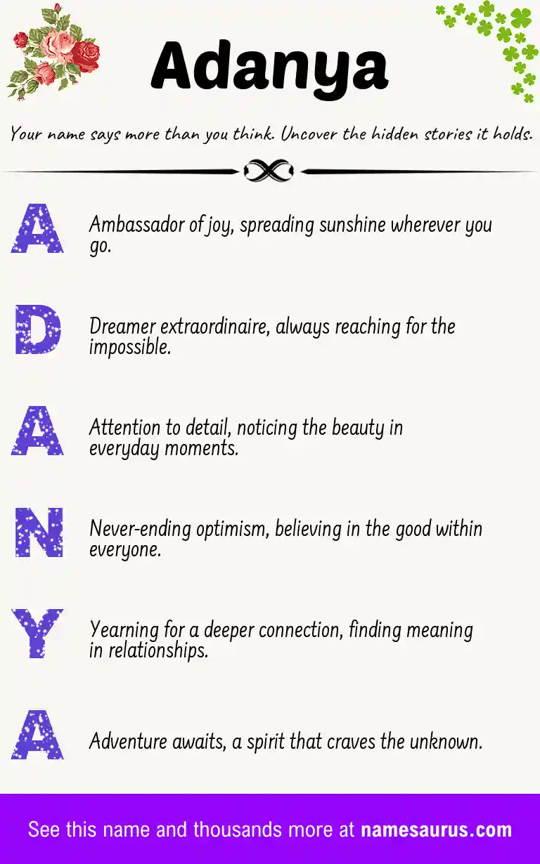 Acrostic poem about Adanya.