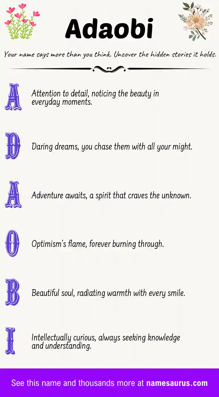 Acrostic poem about Adaobi.