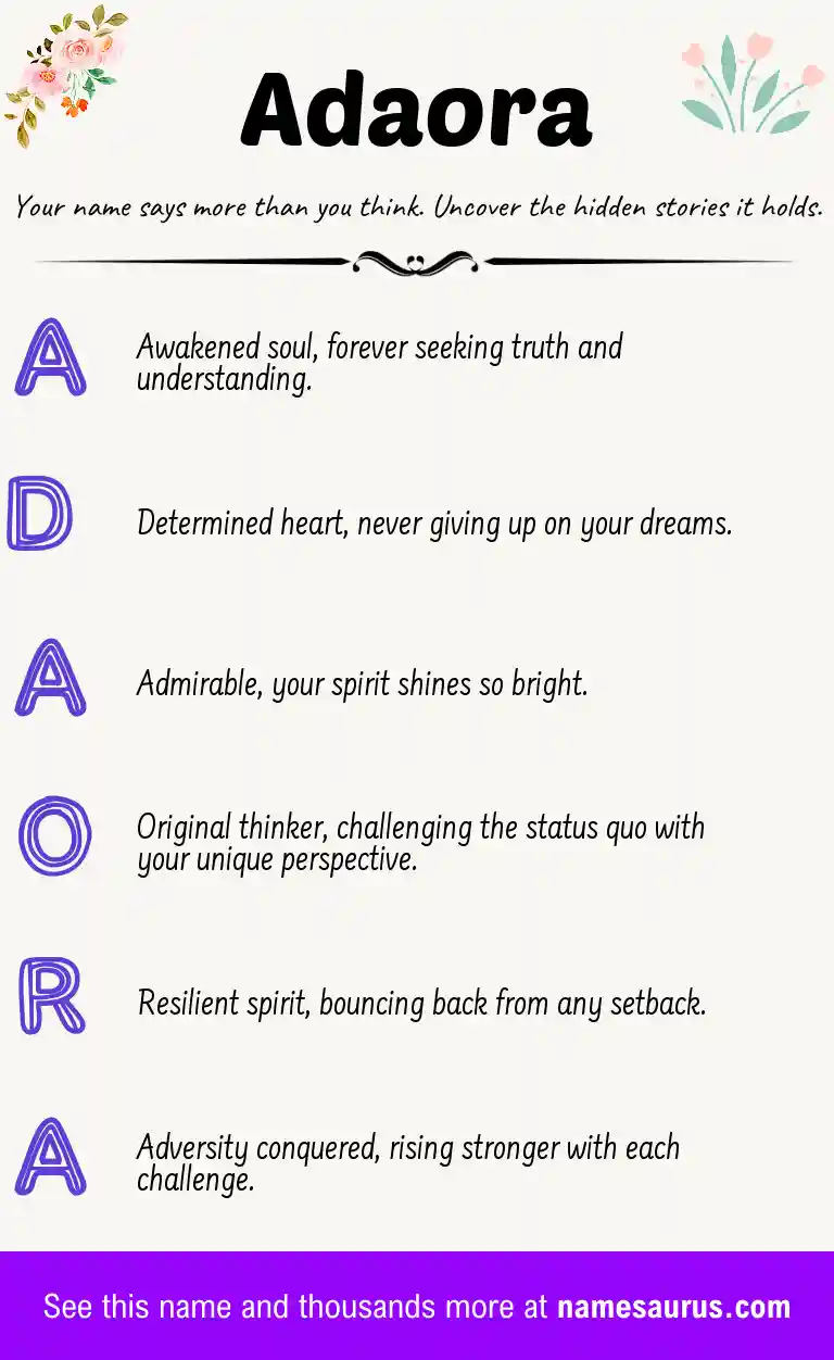 Acrostic poem about Adaora.