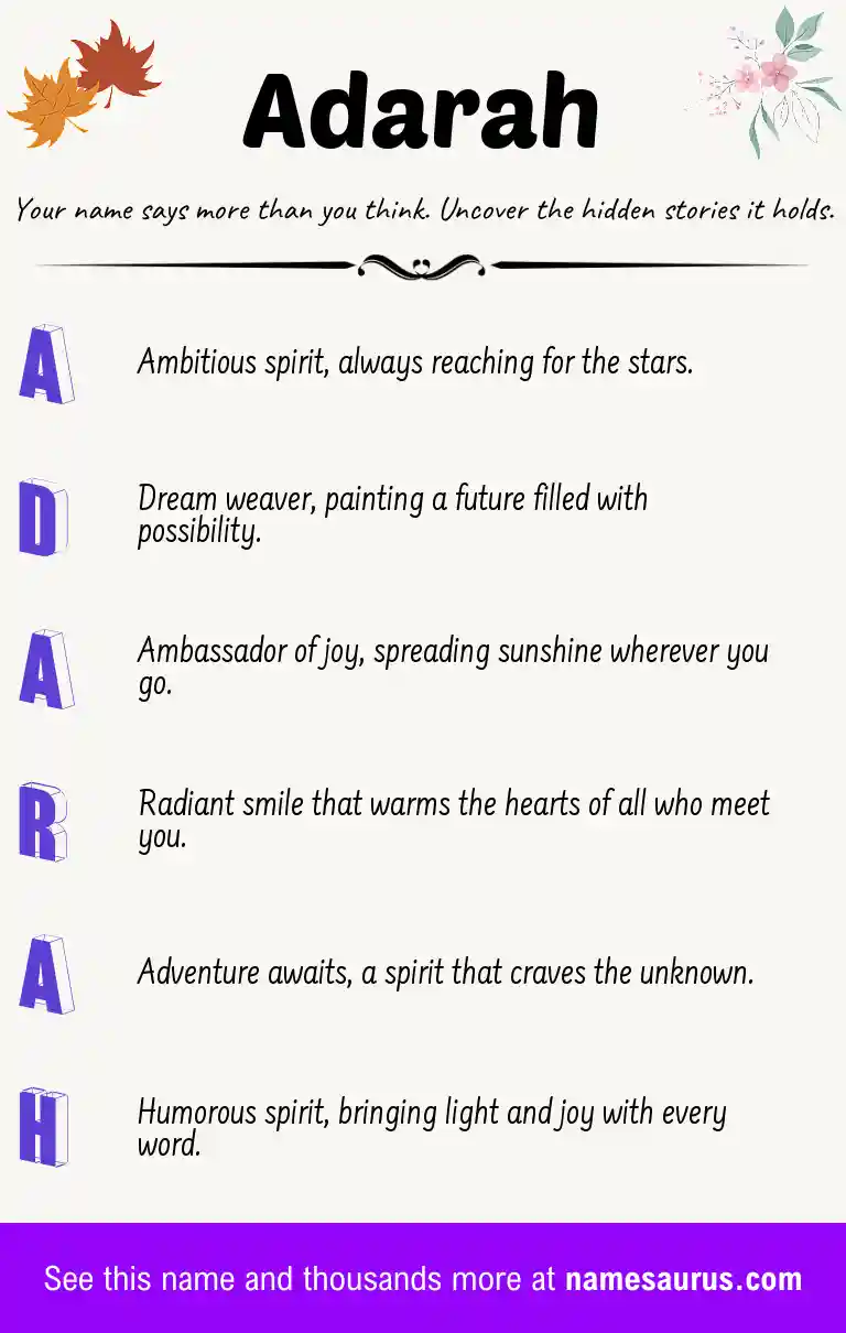 Acrostic poem about Adarah.