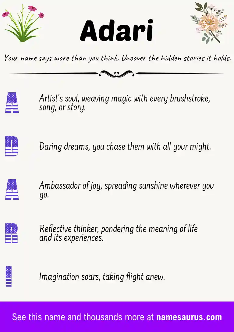 Acrostic poem about Adari.